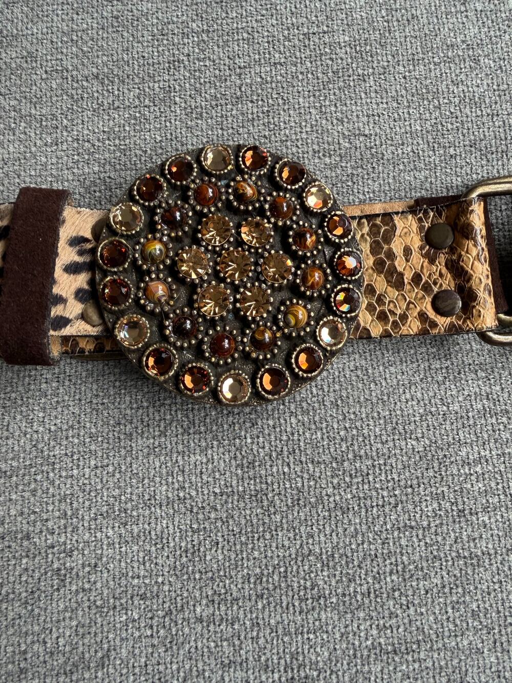 Leatherock Belt Suede Pony hair Snake skin Jeweled Buckle Women's L36 Western